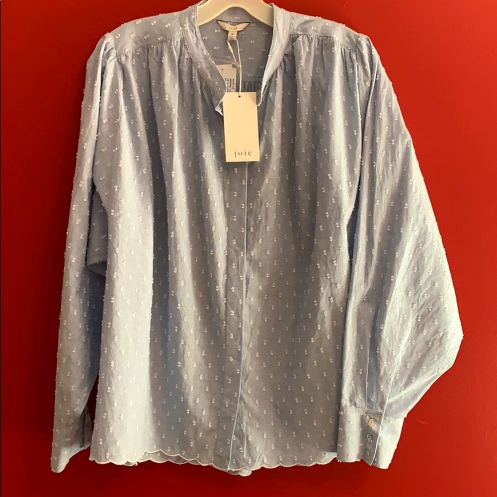 NEW Joie Light Blue Boho Swiss Dot Blouse